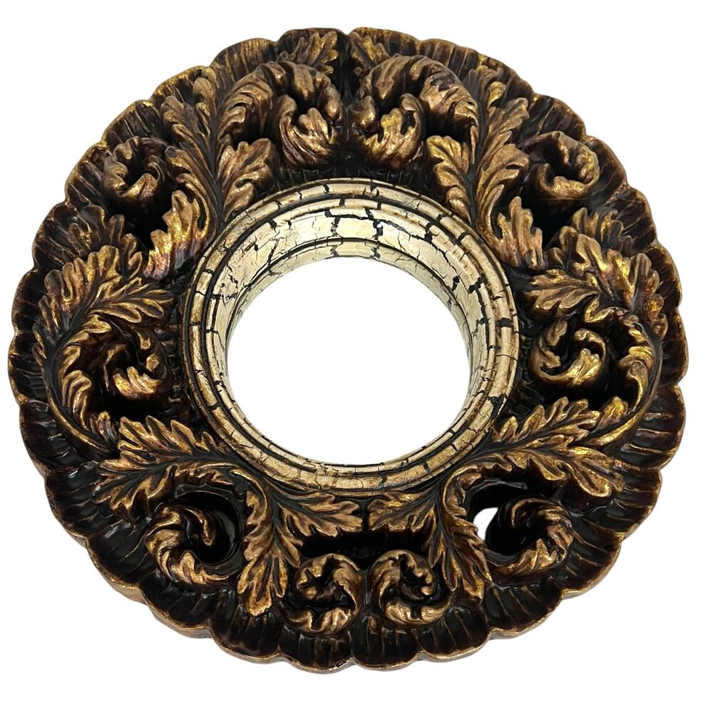 Vintage Florentine Gold Gilded Round Mirror Ornate Rococo 14”